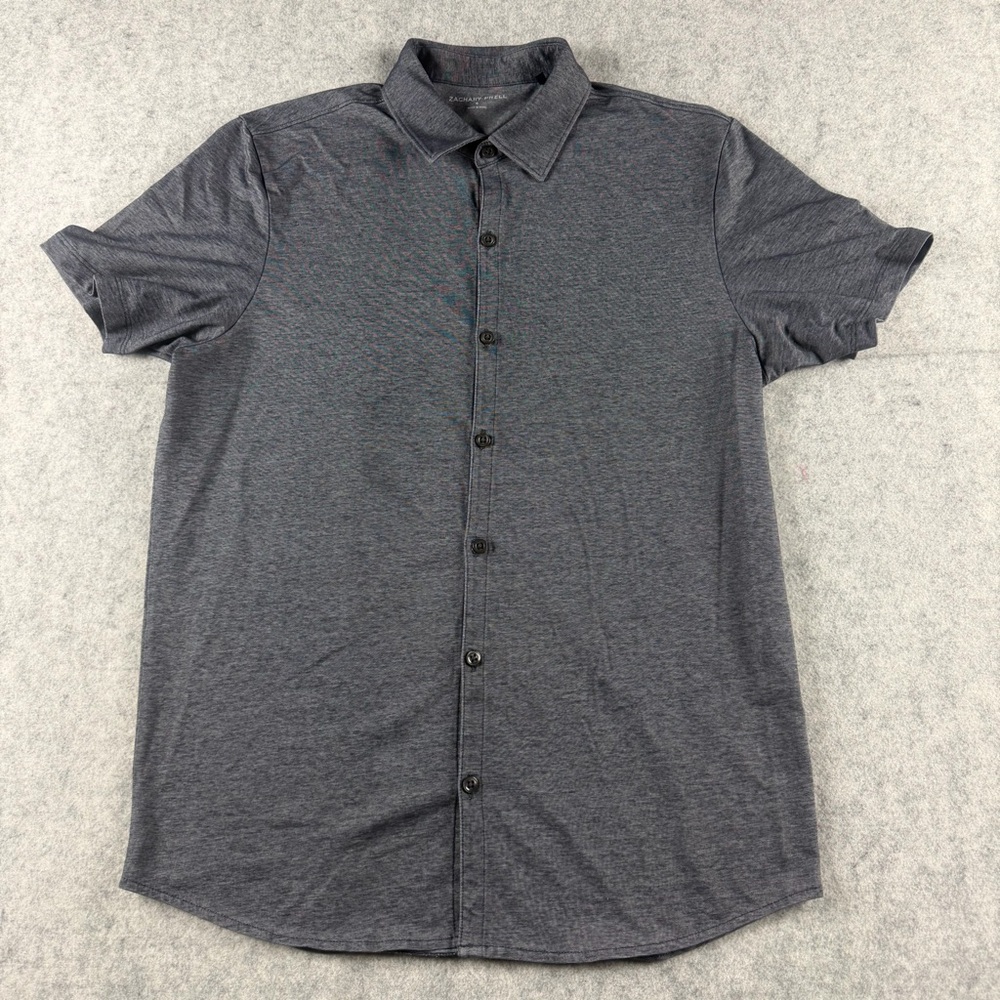 ZACHARY PRELL Men’s Gray Short Sleeve Pima Cotton Button Down Polo Size Small